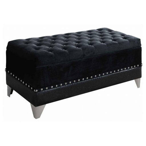 Barzini - Velvet Upholstered Tufted Storage Bench - Black - JaxCo Furniture