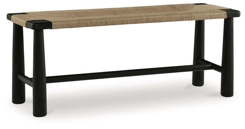 Acerman - Black / Natural - Accent Bench - JaxCo Furniture