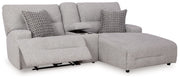Acklen Place - Pewter - 4 Pc. - 3-Piece Power Reclining Sectional Sofa With Raf Chaise, Wide Seat Power Recliner - JaxCo Furniture