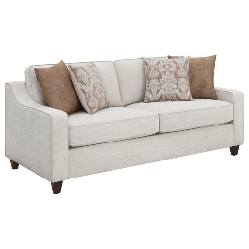 Christine - Upholstered Sloped Arm Sofa - Beige - JaxCo Furniture