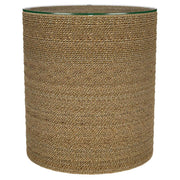 Halden - Round Woven Seagrass Accent Side Table - Light Brown - JaxCo Furniture