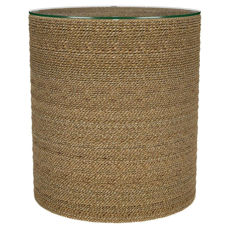Halden - Round Woven Seagrass Accent Side Table - Light Brown - JaxCo Furniture
