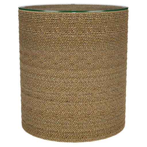 Halden - Round Woven Seagrass Accent Side Table - Light Brown - JaxCo Furniture
