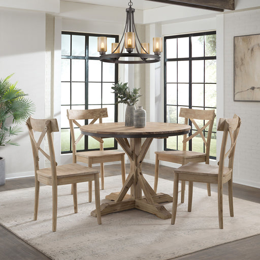 Callista - Round Standard Height 5 Piece Dining Set-Table And Four Chairs - Beach - JaxCo Furniture