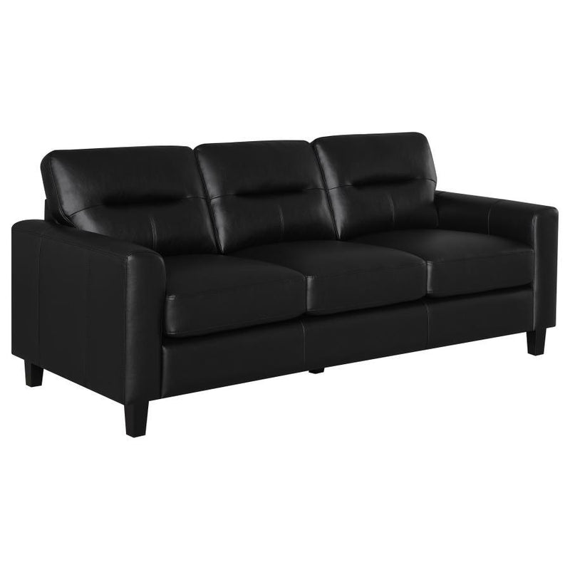 Scotland - Faux Leather Upholstered Track Arm Sofa - JaxCo Furniture