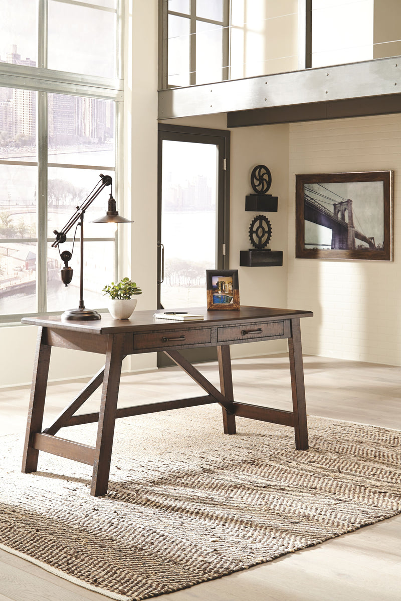 Baldridge - Rustic Brown - Home Office Large Leg Desk - JaxCo Furniture