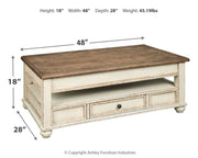 Realyn - White / Brown - Lift Top Cocktail Table - JaxCo Furniture