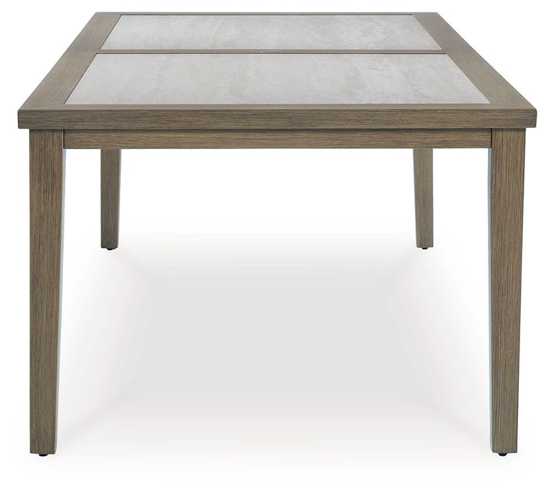 Rainier Ranch - Brown / Beige - Rectangle Dining Table With Umbrella Option - JaxCo Furniture