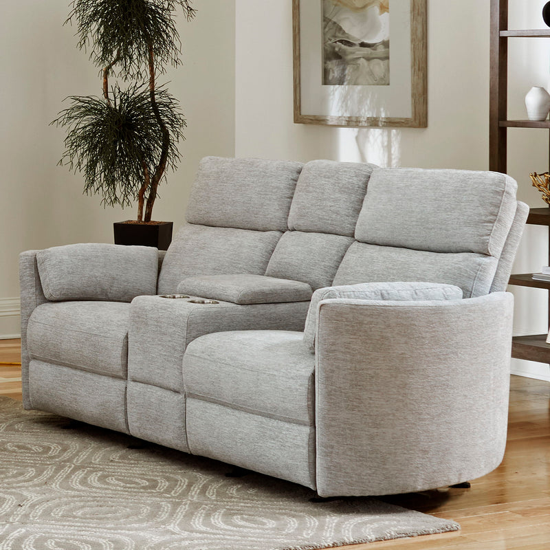 Radius - Power Glider Reclining Console Loveseat - Mineral - JaxCo Furniture