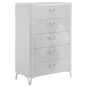 Cassia - 5-Drawer Bedroom Chest Of Drawers - White High Gloss - JaxCo Furniture