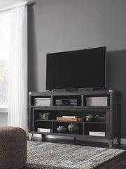 Todoe - Gray - 2 Pc. - 65" TV Stand with Wide Fireplace Insert - JaxCo Furniture