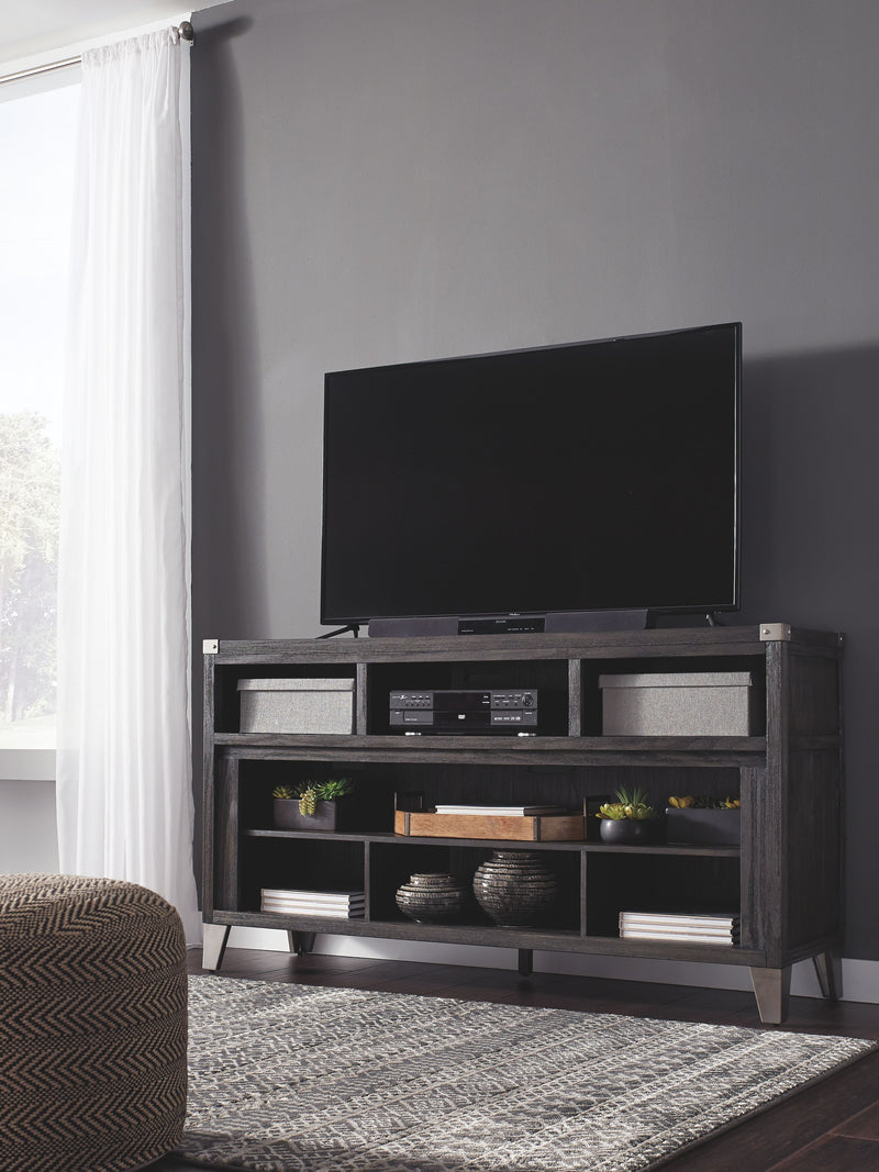 Todoe - Gray - 2 Pc. - 65" TV Stand with Wide Fireplace Insert - JaxCo Furniture