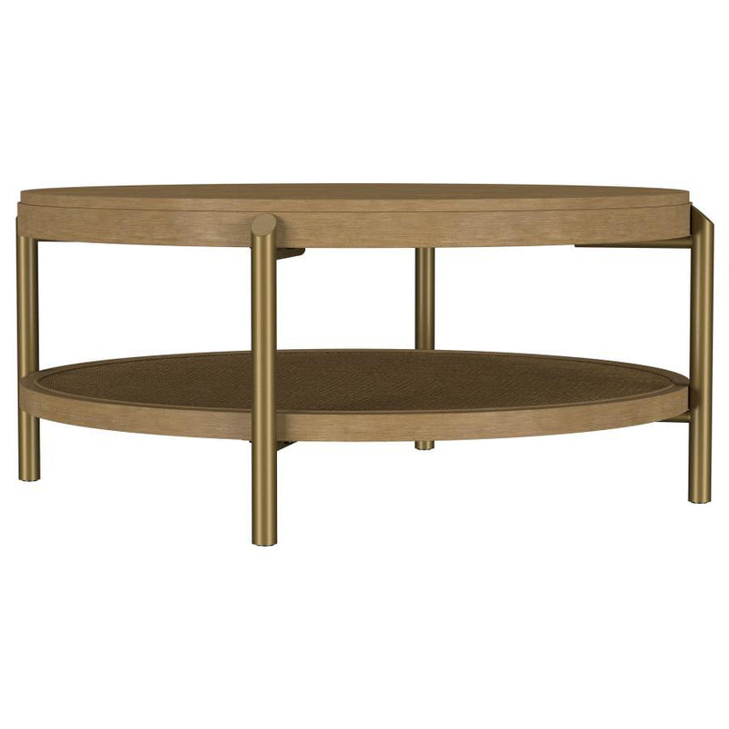 Arini - Round Coffee Table With Storage Shelf - JaxCo Furniture