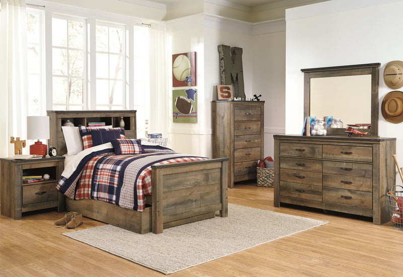 Trinell - Brown - Twin Bookcase Bed With 1 Large Storage Drawer - JaxCo Furniture