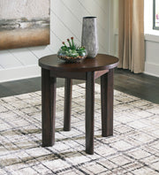 Korestone 2 - Dark Brown - Round End Table - JaxCo Furniture