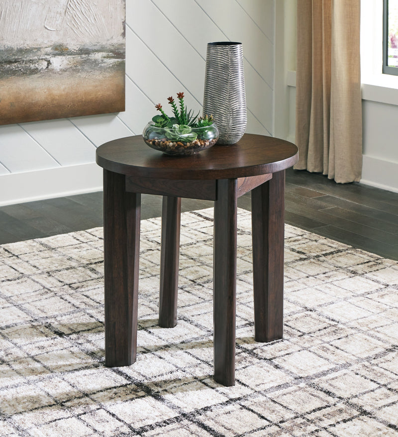 Korestone 2 - Dark Brown - Round End Table - JaxCo Furniture