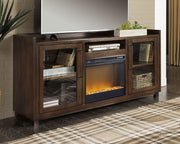 Starmore - Brown - 70" TV Stand With Glass/Stone Fireplace Insert - JaxCo Furniture