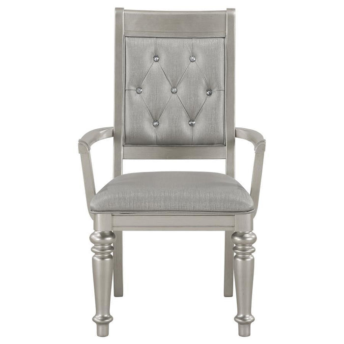 Bling Game - Dining Arm Chair (Set of 2) - Metallic Platinum - JaxCo Furniture