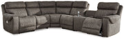 Hoopster - Gunmetal - Zero Wall Power Recliner with Console 6 Pc Sectional - JaxCo Furniture