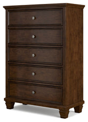 Danabrin - Brown - Five Drawer Chest - JaxCo Furniture