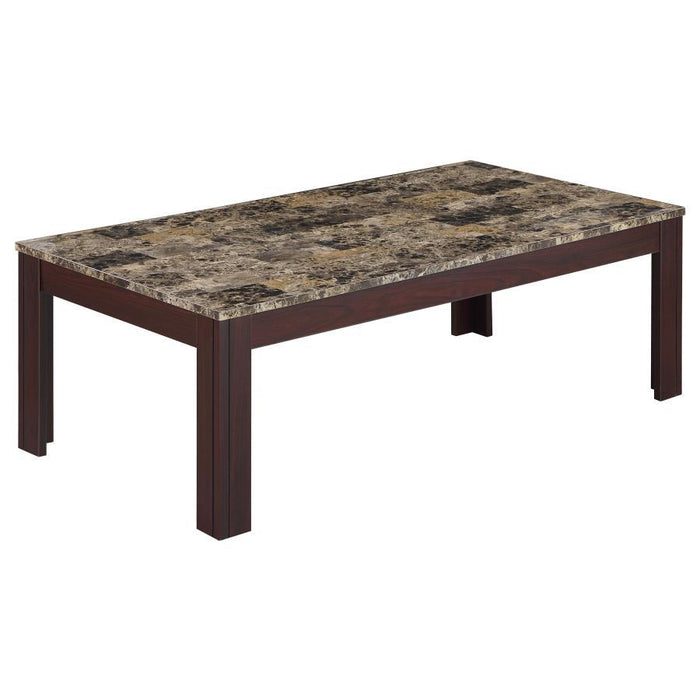 Rhodes - 3 Piece Faux Marble Top Coffee Table Set - Brown - JaxCo Furniture