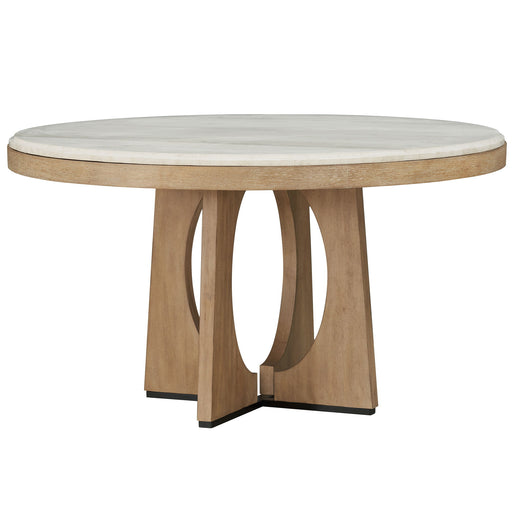 Escape - Round Dining Table - Glazed Natural Oak / Black Metal Trim - JaxCo Furniture