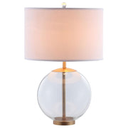Kenny - Drum Shade Clear Glass Table Lamp - Brass - JaxCo Furniture
