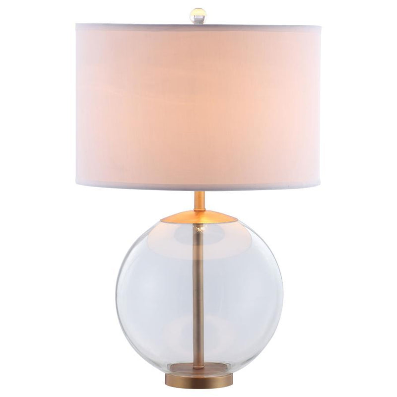 Kenny - Drum Shade Clear Glass Table Lamp - Brass - JaxCo Furniture