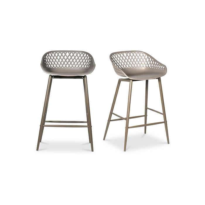 Piazza - Outdoor Counter Counter Stool (Set of 2) - Gray - JaxCo Furniture