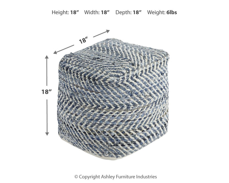 Chevron - Blue - Pouf - JaxCo Furniture