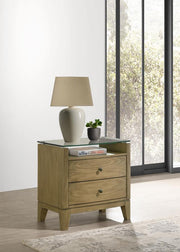 Granada - 2-Drawer Glass Top Nightstand - Natural Pine - JaxCo Furniture