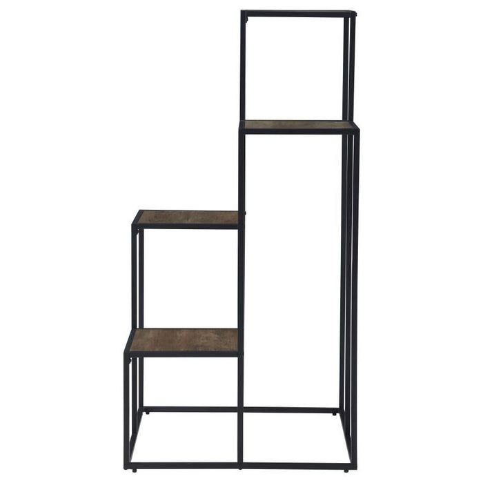 Rito - 4-Tier Multi-Display Shelf - Rustic Brown And Black - JaxCo Furniture