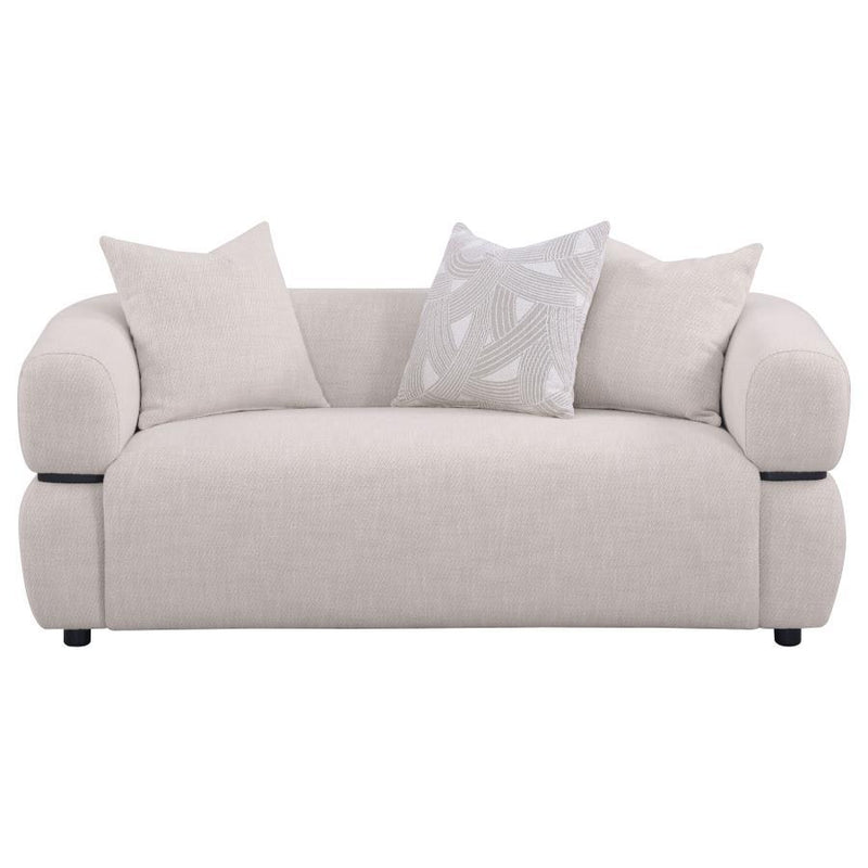 Jeanette - 73" Fabric Upholstered Round Arm Loveseat - Beige - JaxCo Furniture