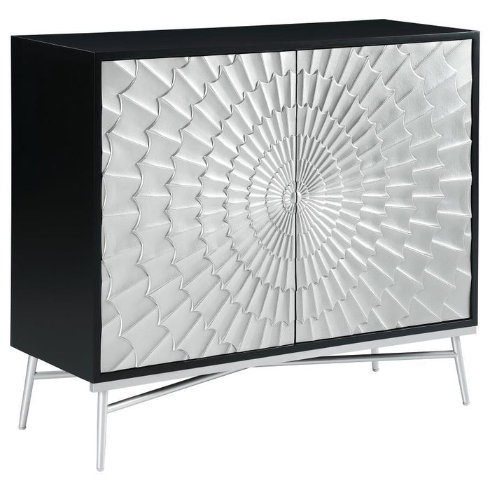 Josie - 2 Door Wood Sunburst Accent Cabinet - Black And Silver - JaxCo Furniture