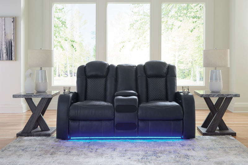 Fyne-dyme - Power Reclining Loveseat With Console/Adj Hdrst - JaxCo Furniture