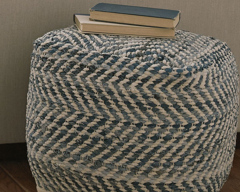 Chevron - Blue - Pouf - JaxCo Furniture