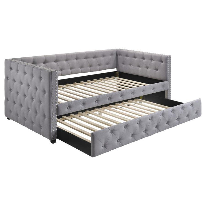 Mockern - Upholstered Twin Daybed With Trundle - Gray - JaxCo Furniture