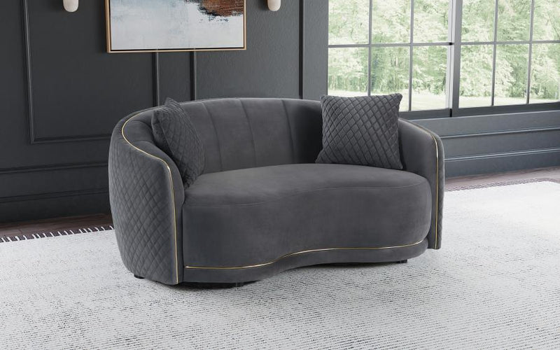Brookside - Velvet Upholstered Curved Loveseat - Dark Gray - JaxCo Furniture