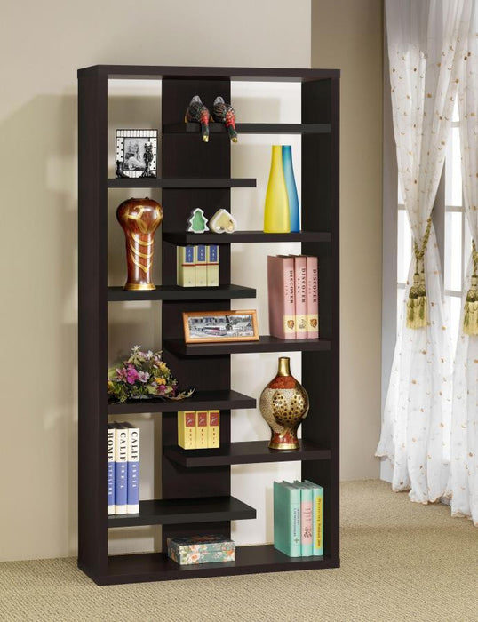 Altmark - 8-Shelf Open Bookcase - Cappuccino - JaxCo Furniture