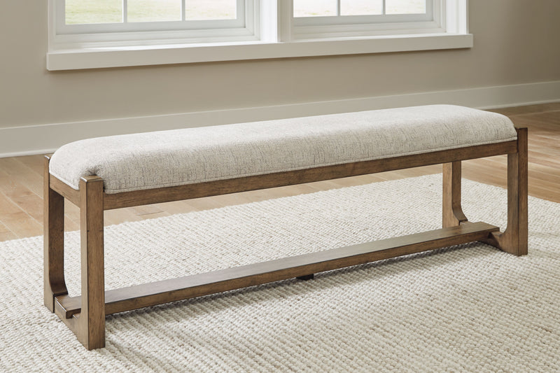 Cabalynn - Oatmeal / Light Brown - Large Uph Dining Room Bench - JaxCo Furniture