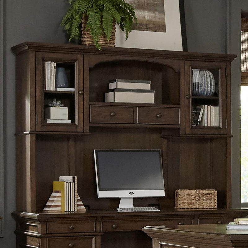 Hartshill - 2-Door Hutch With Shelves - Burnished Oak - JaxCo Furniture