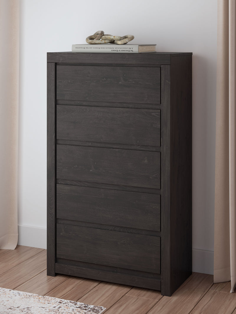 Fraluna - Charcoal - Five Drawer Chest - JaxCo Furniture