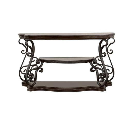 Laney - Scrollwork Entryway Sofa Console Table - Deep Merlot - JaxCo Furniture