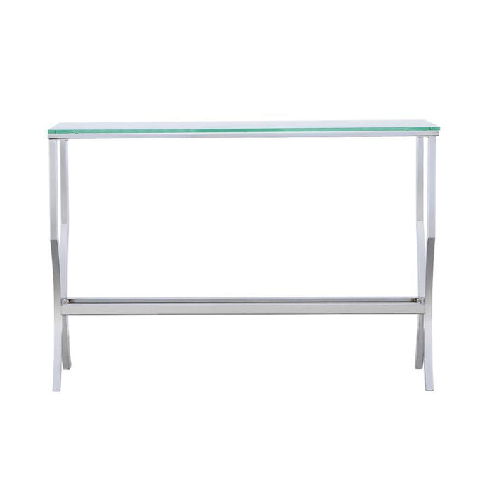 Saide - Rectangular Glass Top Entryway Console Table - Chrome - JaxCo Furniture