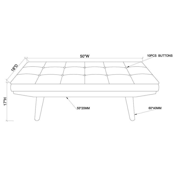 Wilson - Fabric Upholstered Tufted Accent Bench - Gray - JaxCo Furniture