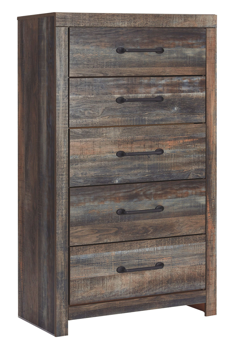 Drystan - Brown / Beige - Five Drawer Chest - JaxCo Furniture