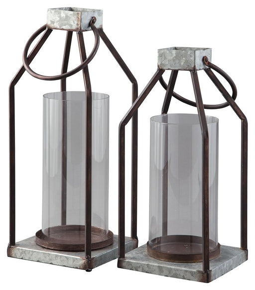 Diedrick - Gray / Black - Lantern Set (Set of 2) - JaxCo Furniture