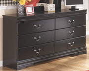 Huey - Black - Six Drawer Dresser - JaxCo Furniture