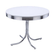 Retro - Round Wood Top Dining Table - White And Chrome - JaxCo Furniture