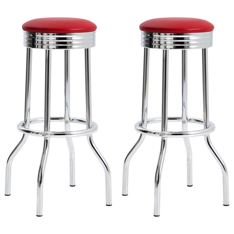 Retro - Upholstered Metal Swivel Bar Stool (Set of 2) - JaxCo Furniture